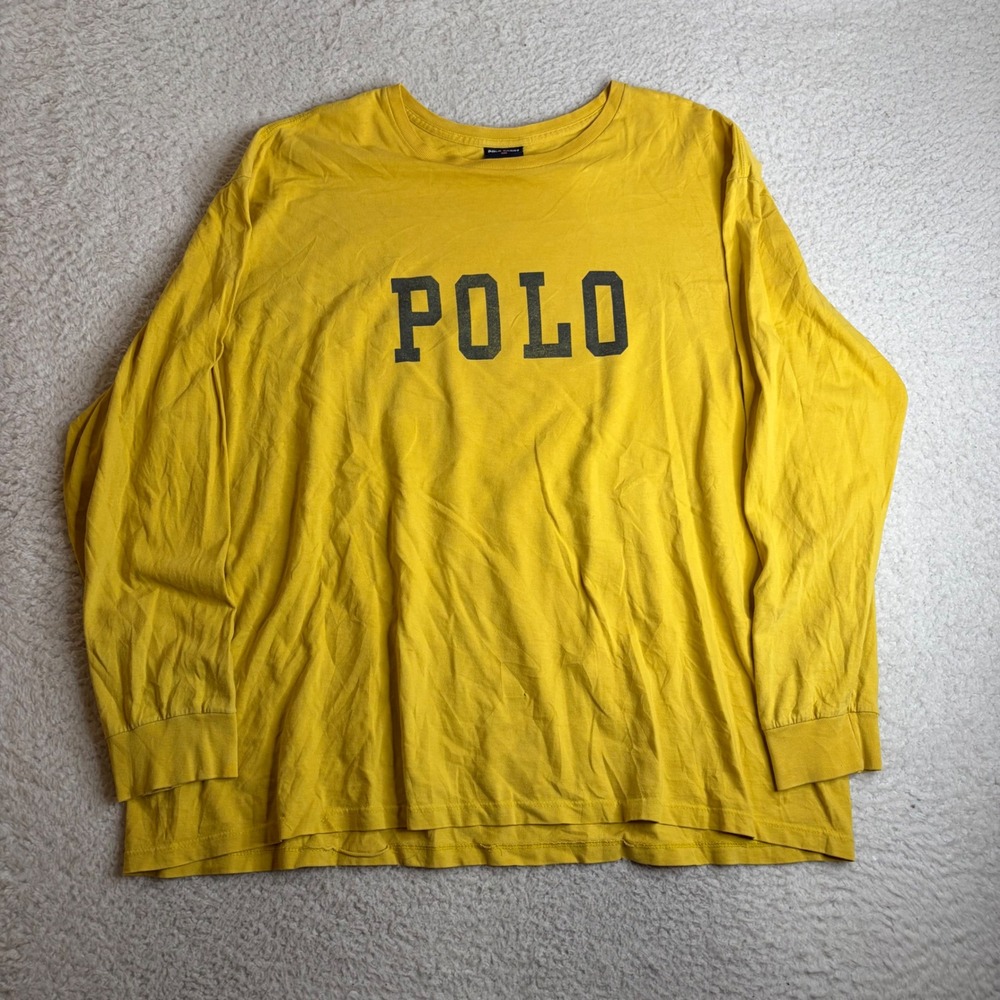 Vintage Polo Sport Ralph Lauren Yellow Long Sleeve Graphic T-Shirt XXL